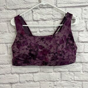 Athleta Exhale Printed Bra 1X purple tie dye 40D-DD sports bra